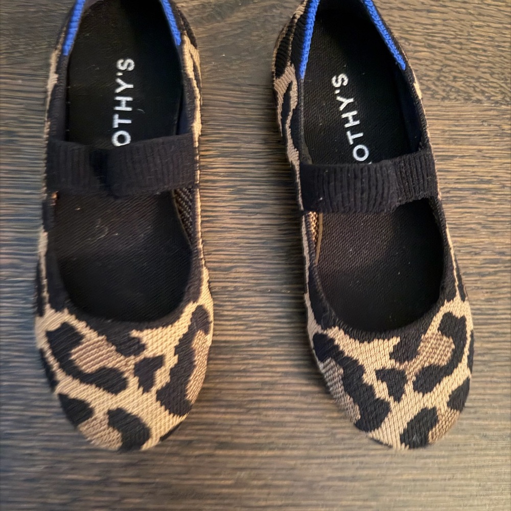 Rothy's Kids Leopard Print Mary Janes in Tan and Black
